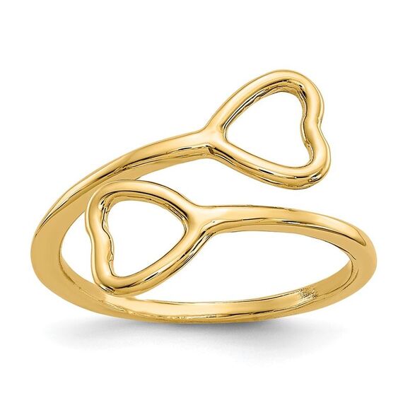 Double Heart Toe Ring in 14 Karat Gold - Picture 1 of 6